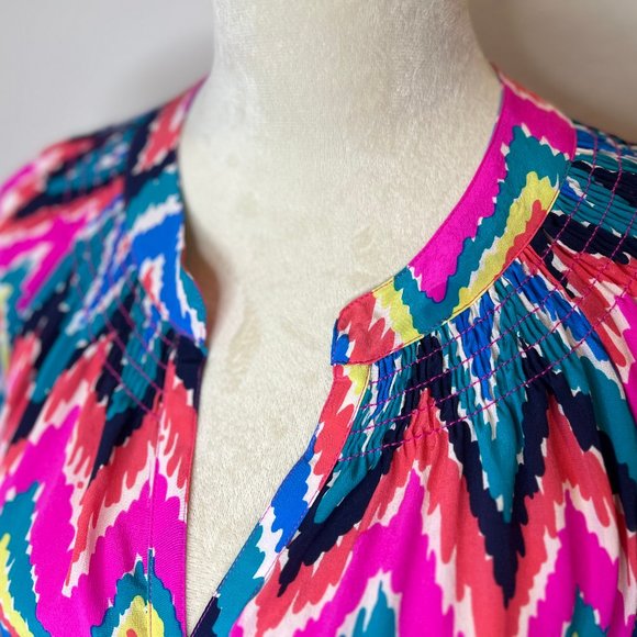 Lilly Pulitzer | Elsa Silk Blouse | Rainbow Chevron | Size: M - Picture 2 of 7